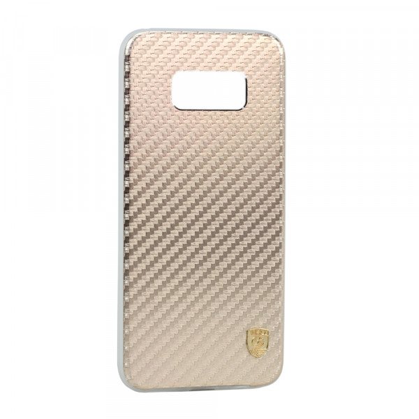 Wholesale Galaxy S8 Carbon Fiber Armor Hybrid Case (Champagne Gold)